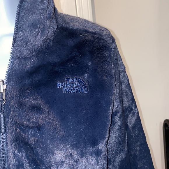 Women's North Face dark blue zippered reversible, coat,jacket, soft ,sz XS - Picture 3 of 16